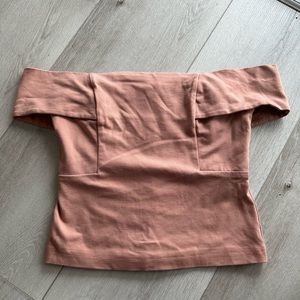 Anthropologie | Nude Off the Shoulder Crop Top